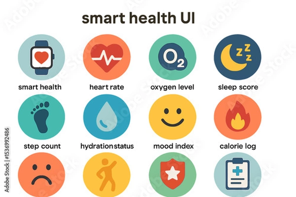 Fototapeta Smart health ui dashboard displaying heart rate and sleep score metrics