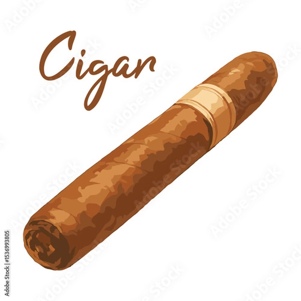 Obraz cigar in watercolor illustration style, isolated vector on white background
