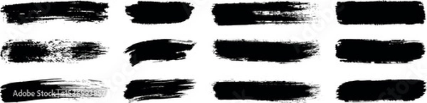 Fototapeta Brush strokes, black ink lines, Paintbrush, Big collection of grunge black paint, ink brush strokes. Dirty texture banners. Set of rectrangle shape brush strokes. Painted rectangles and long strokes 