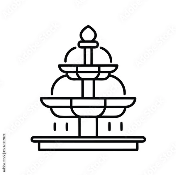 Fototapeta Fountain Icon – Minimalist Outline Vector on White Background