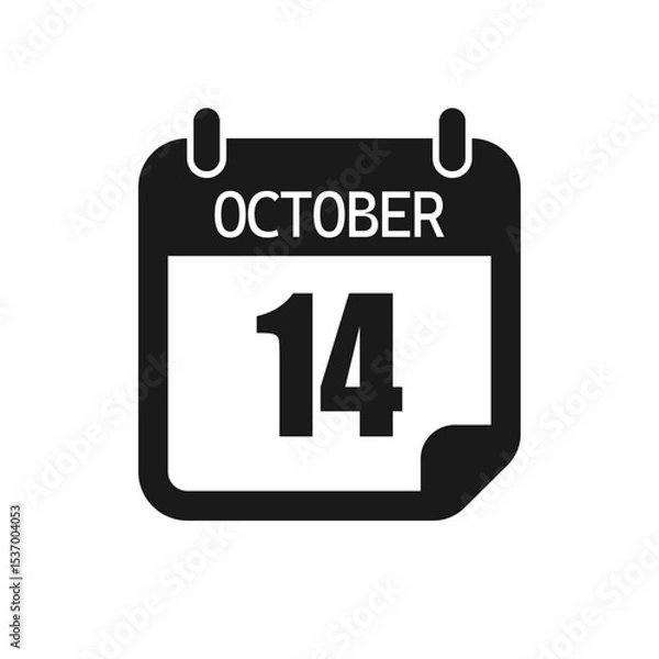 Obraz Vector icon page day calendar - 14 October month