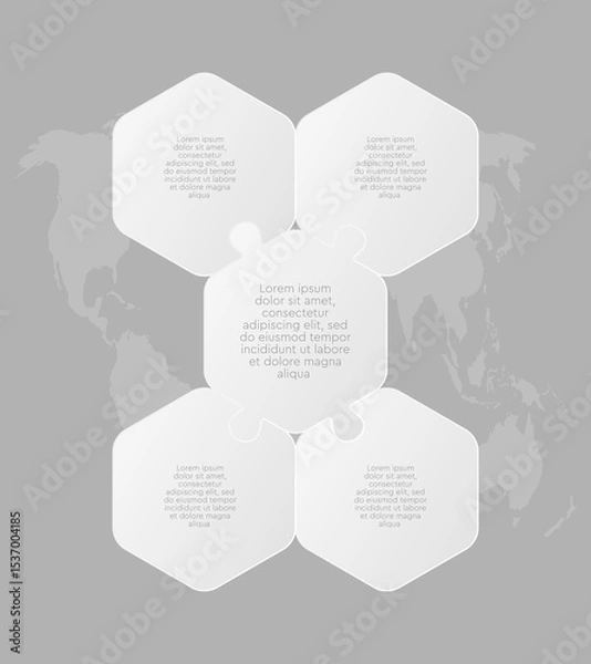 Obraz Puzzle diagram infographic process on 5 parts