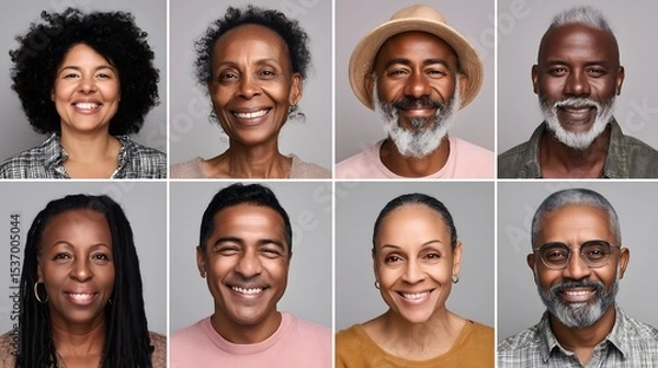 Fototapeta Diverse Group of Smiling People on Neutral Background