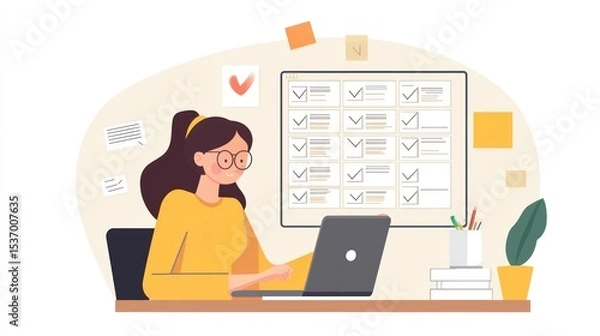 Obraz focused worker completing open tasks and confirming all pending items are resolved before leaving