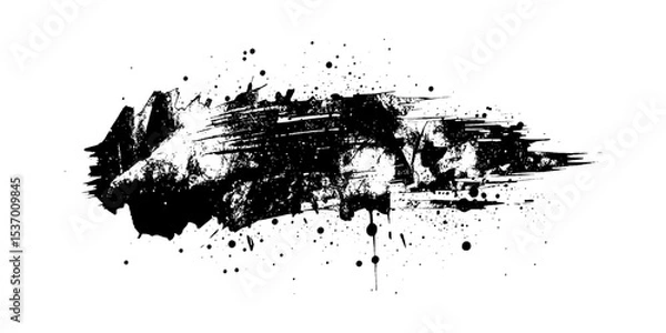Fototapeta Vector stylish black banner with ink splash