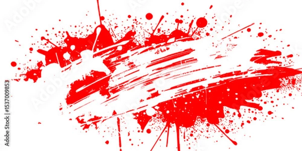 Fototapeta Vector abstract red brush shape white background