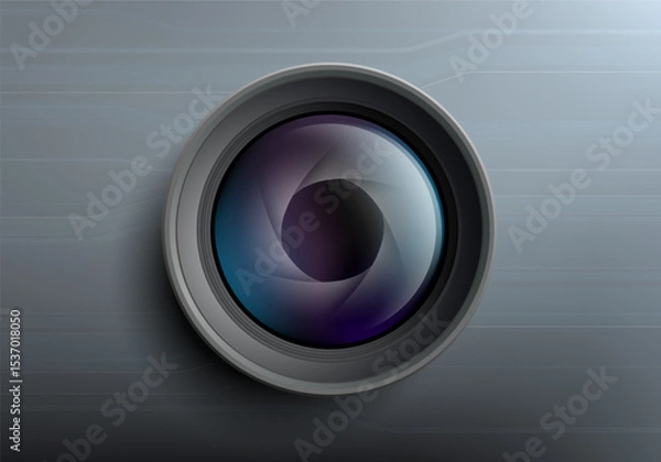 Obraz Photo or video camera lens. Digital technology aperture. Vector illustration