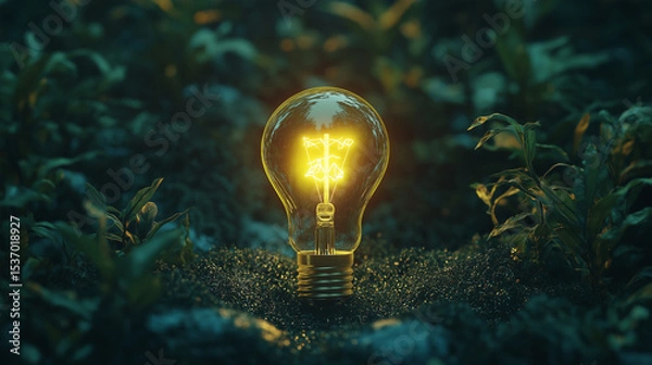 Obraz light bulb on dark background