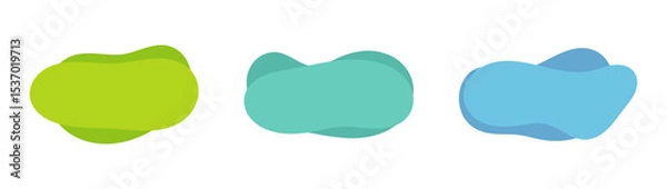 Fototapeta Blob liquid amoeba banners in various shapes set. Green and blue colors smooth modern cloud backgrounds. PNG