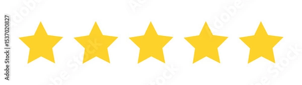 Fototapeta Five stars quality rating icon. Customer product review design elements. PNG illustration.