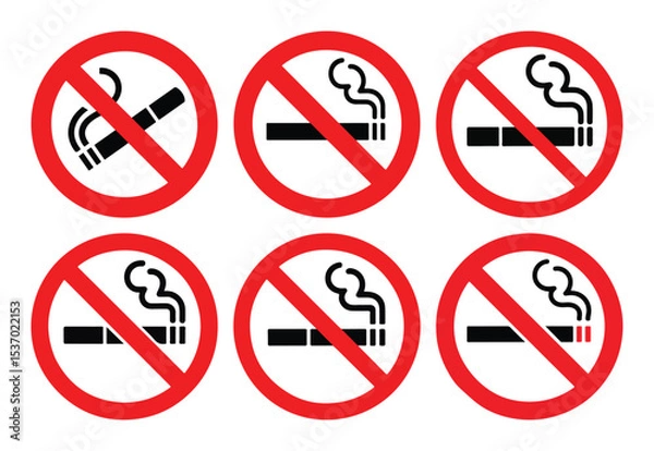 Fototapeta No Smoking Signs Vector Icon Set