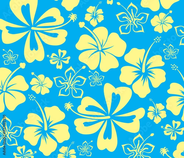 Obraz Hawaian Floral patter texture surfer style