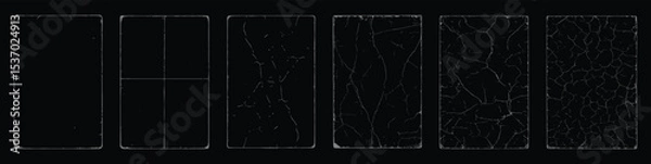 Obraz Worn Paper Overlay Texture Set – Torn Edges, Grainy Vintage A4 Stamp Frames