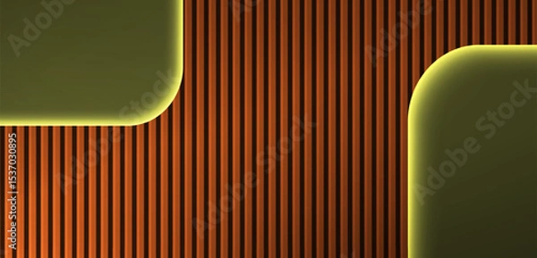 Obraz Wooden vertical lines with arch neon light background Modern abstract minimal scene for mockup pres