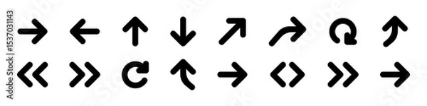 Fototapeta Arrows - Essential UI. Vector Arrow Icon Set. Black Arrow. Arrows
