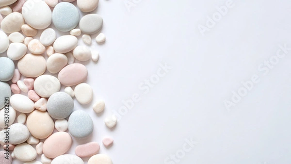 Obraz Pebbles Arranged in a Chaotic Pattern on a White Background