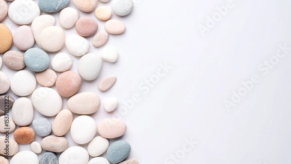 Obraz Pebbles Arranged in a Chaotic Pattern on a White Background