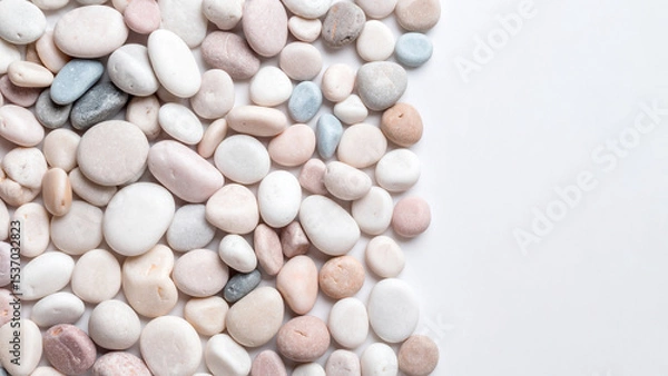 Obraz Pebbles Arranged in a Chaotic Pattern on a White Background