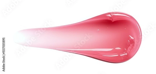 Obraz Glossy pink lip gloss smear with a gradient effect on a clean white background.