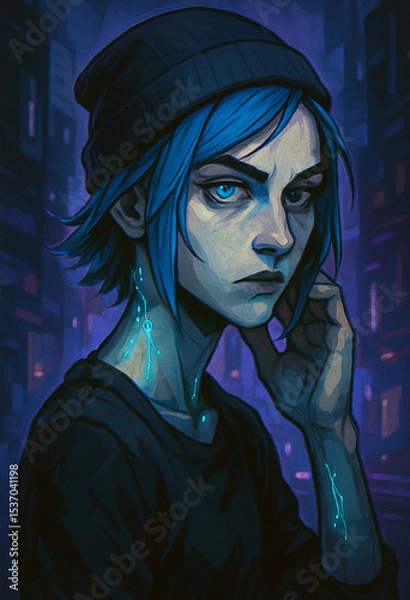 Obraz Retrato tipo comic con implantes