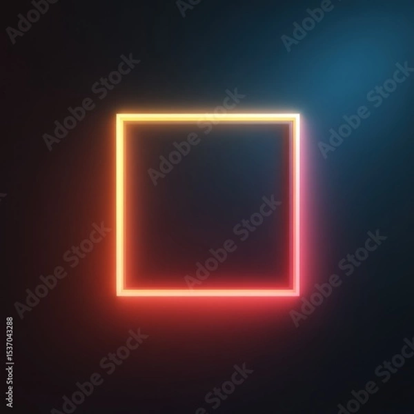 Fototapeta Neon square frame on dark background