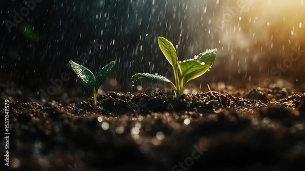 Fototapeta Early Spring Essence: Harmonizing Qingming Festival, Xiaoman Solar Term with Sprouting Shoots – Vibrant Vitality, Upward Growth & Positive Inspiration in Beautiful Artistic Micrography