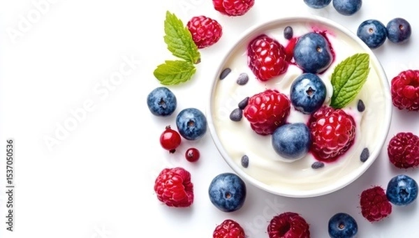 Obraz Yogurt parfait with fresh berries