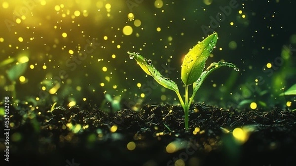 Fototapeta Early Spring Essence: Harmonizing Qingming Festival, Xiaoman Solar Term with Sprouting Shoots – Vibrant Vitality, Upward Growth & Positive Inspiration in Beautiful Artistic Micrography