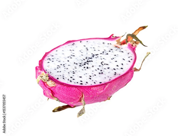 Obraz Half of dragon fruit, closeup object. Isolated on transparent background