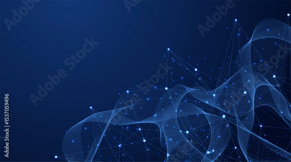 Obraz Global network connection concept. Big data visualization. Social network communication in the global computer networks. Internet technology. Business. Science. Vector illustration