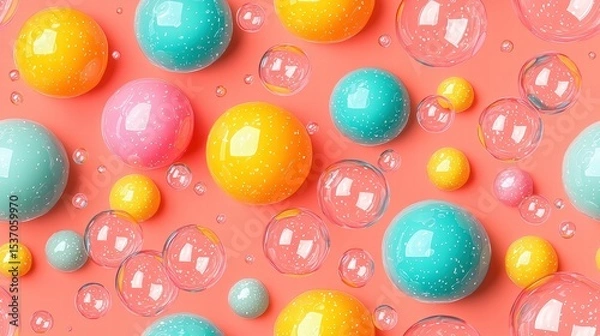 Fototapeta Colorful Easter Eggs on Pink Background