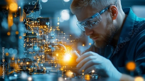 Obraz Innovative engineering process high-tech lab photograph industrial environment close-up view advanced technology concepts