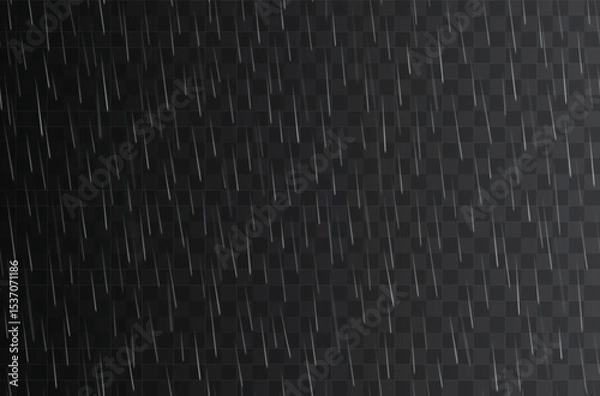 Obraz Vector realistic horizontal seamless rain fall texture on dark background