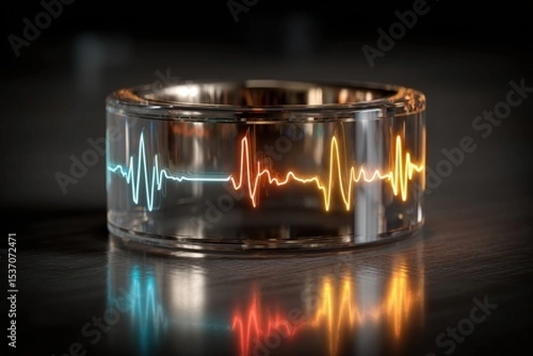 Fototapeta Futuristic Smart Ring with EKG.