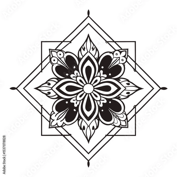 Fototapeta Simple mandala design for coloring. Vector floral mandala. Geometric ornamental mandalas. bold and easy coloring pages, mandala victor. mandala illustration. mandala line art