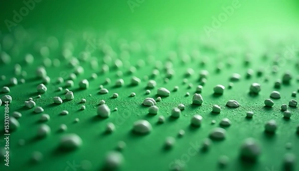Fototapeta Lime Green Field: Tiny White Droplets Clustering.