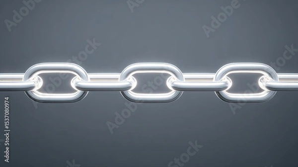 Obraz Glowing metal chain link on dark background with bright light