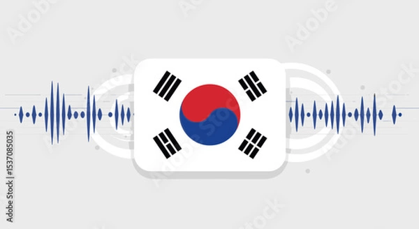 Obraz A clear blue sky background highlights the South Korean flag waving gently, representing national pride and identity.