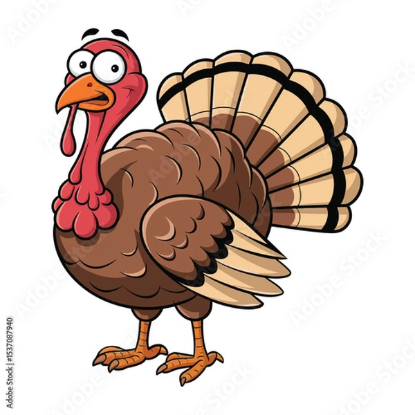 Obraz A comical cartoon turkey with a round, brown body and large, expressive eyes.