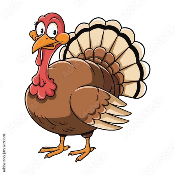 Obraz A comical cartoon turkey with a round, brown body and large, expressive eyes.