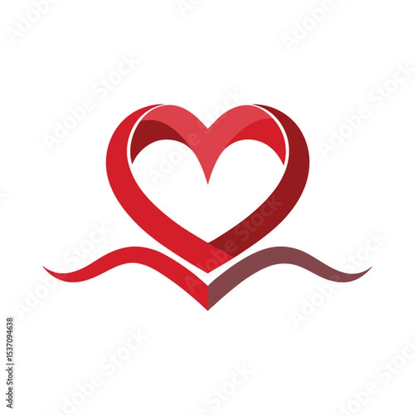 Fototapeta Abstract red heart logo vector illustration