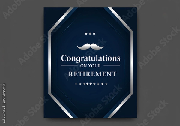 Fototapeta Retirement celebration banner, formal corporate design, dark blue and silver color palette, clean modern fonts, subtle gradients, simple yet elegant, "Congratulations on Your Retirement"