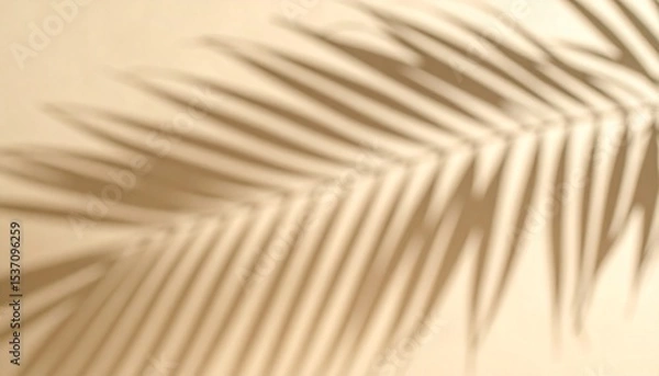Obraz Shadow of a Palm Leaf Creating a Calming Effect on a Light Wall in a Sunlit Room