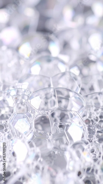 Obraz Close-up of Shimmering Bubbles Creating a Sparkling, Translucent Texture Under Soft Light During a Playful Moment