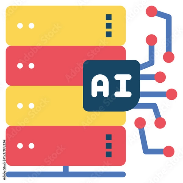 Fototapeta database server data communication provenance flat style icon