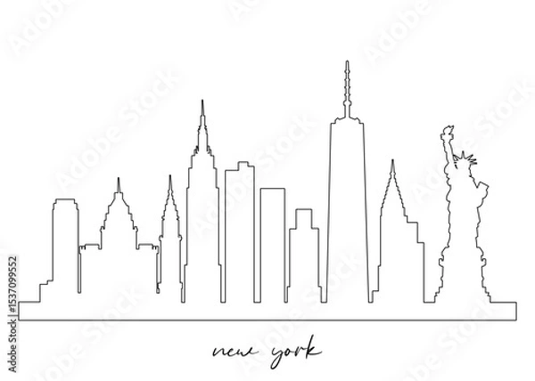 Obraz New York Skyline Silhouette. New York City. Black and White Silhouette of New York City. Vector Design Isolated on White Background
