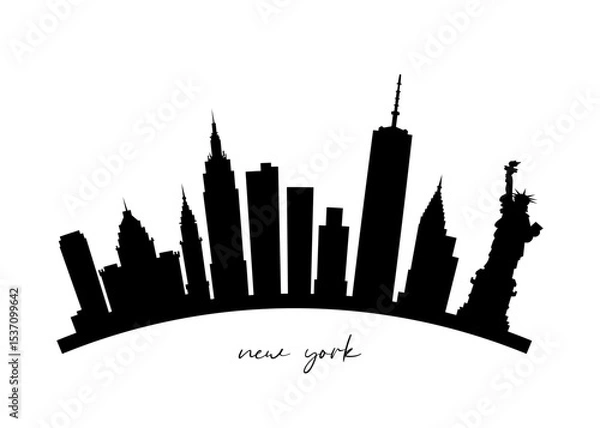 Obraz New York Skyline Silhouette. New York City. Black and White Silhouette of New York City. Vector Design Isolated on White Background
