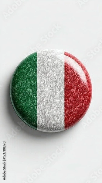 Fototapeta Round button with Italian flag design showcases national pride and cultural heritage in a simple yet striking manner
