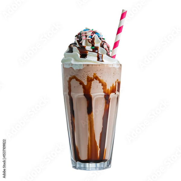 Obraz Delicious chocolate milkshake transparent background, PNG