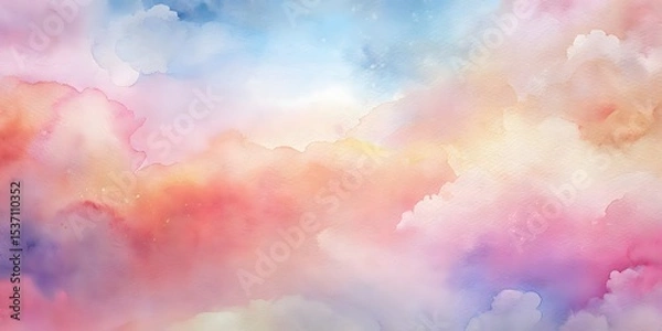 Fototapeta Abstract Pastel Watercolor Background with Fluffy Multicolor Clouds